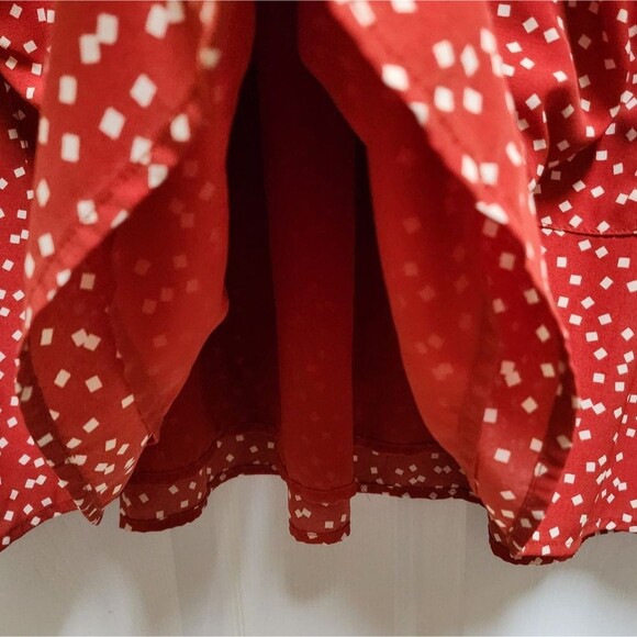 Jodifl Dress Medium Red Polka Dot Button Front V Neck Short Sleeve Pockets Boho - Picture 8 of 11